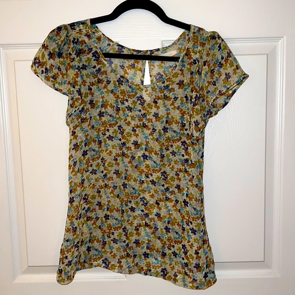 Tulle floral flowy blouse